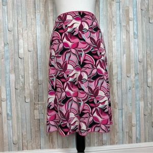 Wrapper M Vintage Y2K 90s Pink Groovy Floral Printed Pull On A Line Skirt